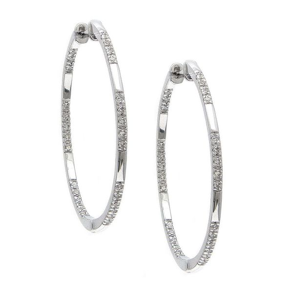 14K White Gold Inside Outside Diamond Hoops, 0.25Cttw SVS Fine Jewelry Oceanside, NY