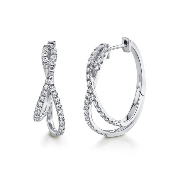 Shy Creation White Gold Diamond Intertwined Hoop Earrings SVS Fine Jewelry Oceanside, NY
