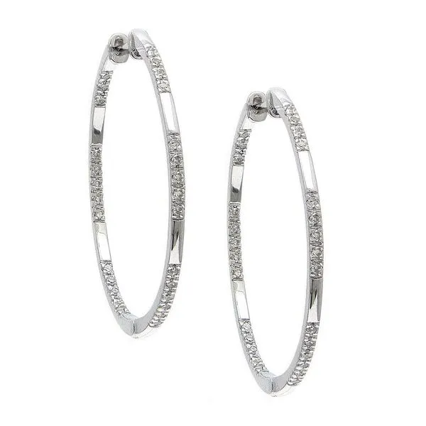 14K White Gold Diamond Inside-Out Hoop Earrings SVS Fine Jewelry Oceanside, NY