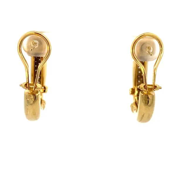 18K Yellow Gold And Diamond Hoop Earrings Image 3 SVS Fine Jewelry Oceanside, NY