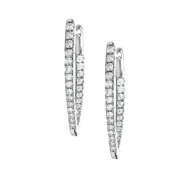 14K White Gold Diamond Inside-Out Hoop Earrings SVS Fine Jewelry Oceanside, NY