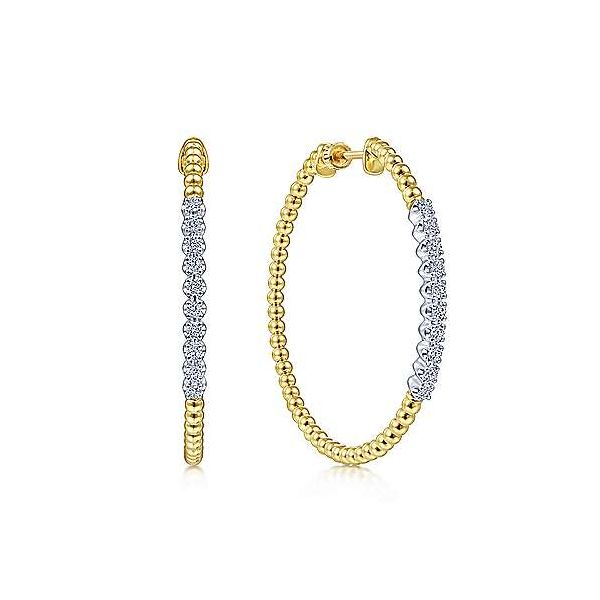 Gabriel Bujukan 14K Yellow Gold Diamond Hoop Earrings SVS Fine Jewelry Oceanside, NY