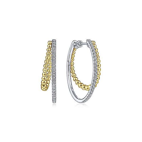 Gabriel Bujukan 14K Yellow & White Gold Hoop Earrings SVS Fine Jewelry Oceanside, NY