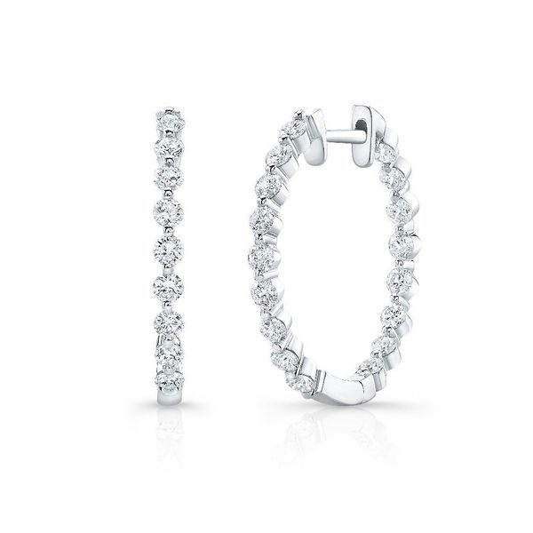 SVS Signature Premier Small Shared Prong Diamond Hoops SVS Fine Jewelry Oceanside, NY