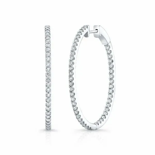 SVS Signature Premier Large Shared Prong Diamond Hoops SVS Fine Jewelry Oceanside, NY