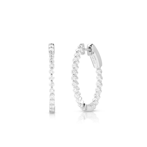 SVS Signature Premier Medium Single Prong Diamond Hoops SVS Fine Jewelry Oceanside, NY