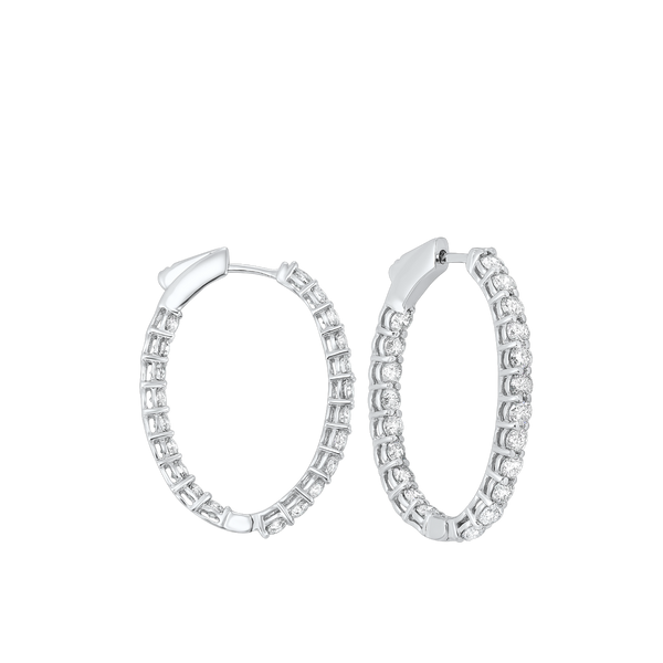 SVS Signature Diamond Oval Hoops, 10Cttw Image 3 SVS Fine Jewelry Oceanside, NY