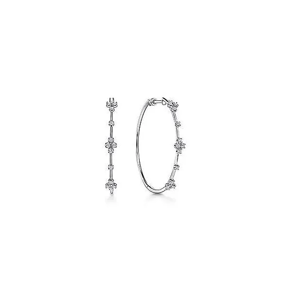 Gabriel & Co. Lusso White Gold Diamond Hoop Earrings SVS Fine Jewelry Oceanside, NY