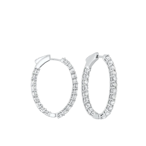 SVS Signature Diamond Oval Hoops, 3Cttw Image 3 SVS Fine Jewelry Oceanside, NY