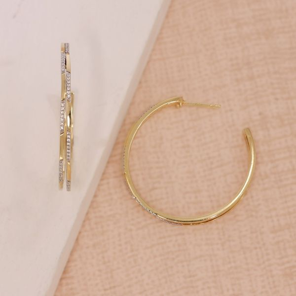 Ella Stein Alternate Bar Gold Plated Sterling Silver Hoops Image 2 SVS Fine Jewelry Oceanside, NY