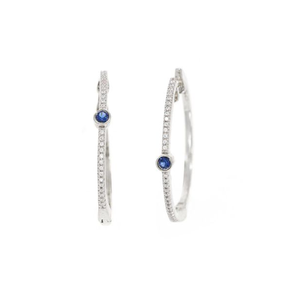 Ella Stein Drop Of Blue Sterling Silver Hoops, 0.06Cttw SVS Fine Jewelry Oceanside, NY