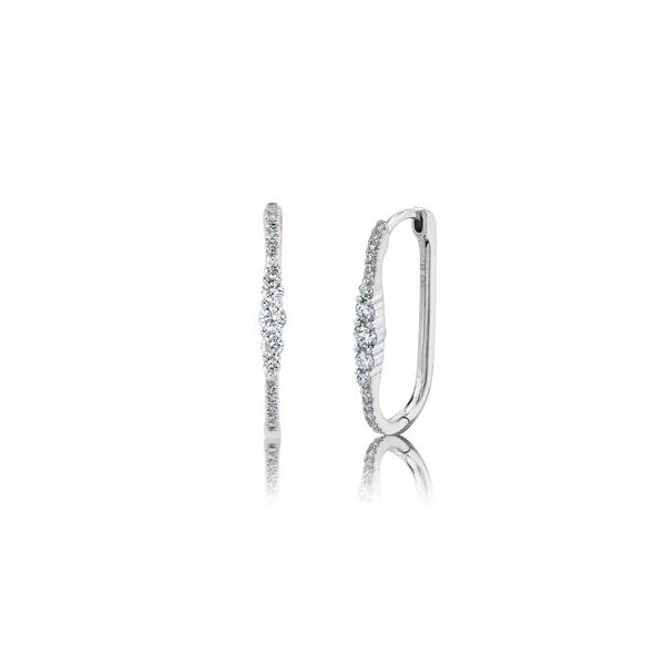 Shy Creation White Gold And Diamond Hoop Earrings SVS Fine Jewelry Oceanside, NY