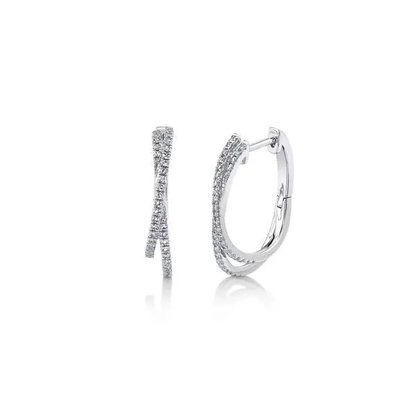 Shy Creation White Gold And Diamond Hoop Earrings SVS Fine Jewelry Oceanside, NY