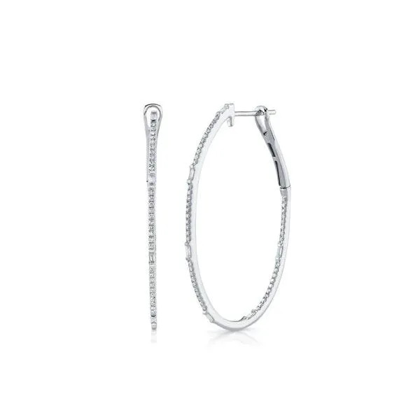 Shy Creation White Gold And Diamond Hoop Earrings SVS Fine Jewelry Oceanside, NY