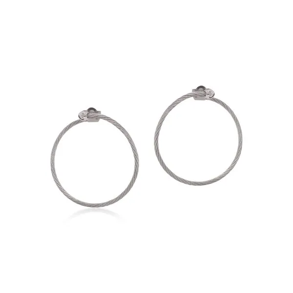 ALOR White Gold, Grey Cable, & Diamond Hoops SVS Fine Jewelry Oceanside, NY