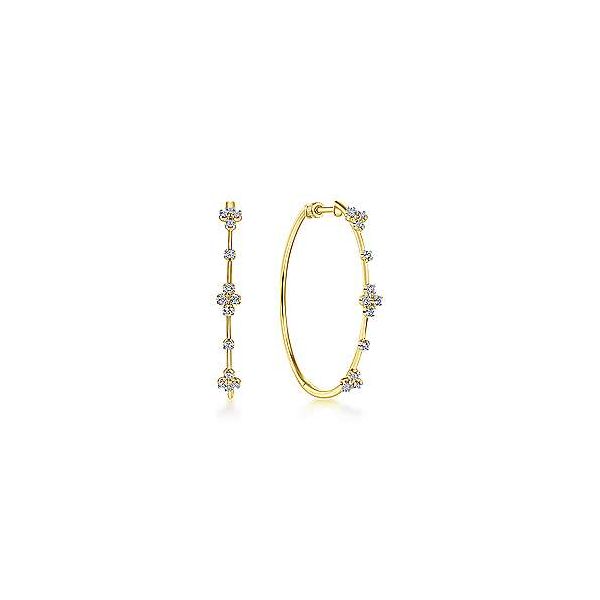 Gabriel & Co. Contemporary Yellow Gold Diamond Earrings SVS Fine Jewelry Oceanside, NY