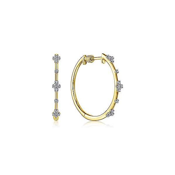 Gabriel & Co. Lusso Yellow Gold Diamond Hoop Earrings SVS Fine Jewelry Oceanside, NY