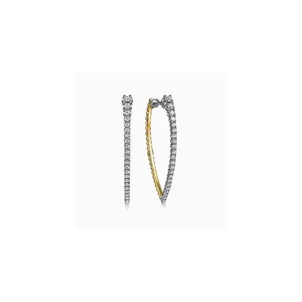 Gabriel & Co. Bujukan White & Yellow Gold Hoop Earrings SVS Fine Jewelry Oceanside, NY