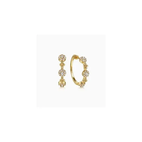 Gabriel & Co. Bujukan Yellow Gold Diamond Hoop Earrings SVS Fine Jewelry Oceanside, NY