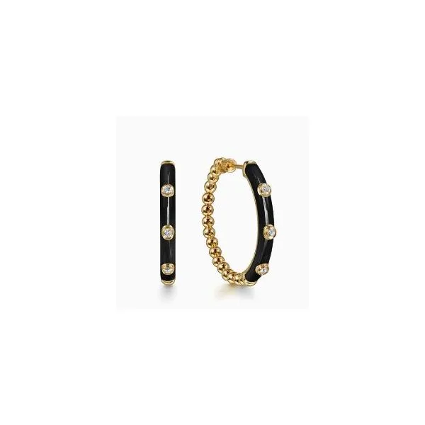 Gabriel Bujukan Yellow Gold Diamond Hoop Earrings SVS Fine Jewelry Oceanside, NY