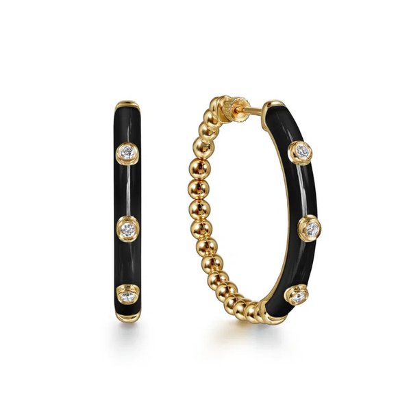 Gabriel Bujukan Yellow Gold Diamond Hoop Earrings SVS Fine Jewelry Oceanside, NY