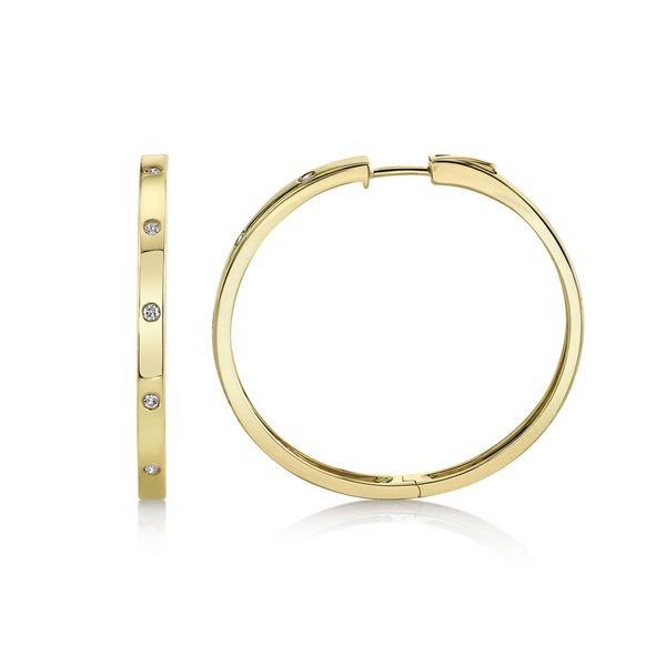 Shy Creation Yellow Gold Diamond Hoops, 0.19Cttw Image 3 SVS Fine Jewelry Oceanside, NY