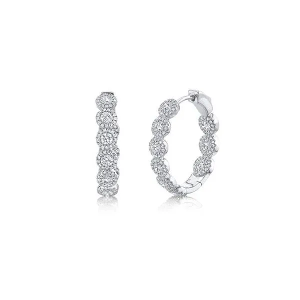 Shy Creation White Gold Diamond Hoop Earrings SVS Fine Jewelry Oceanside, NY