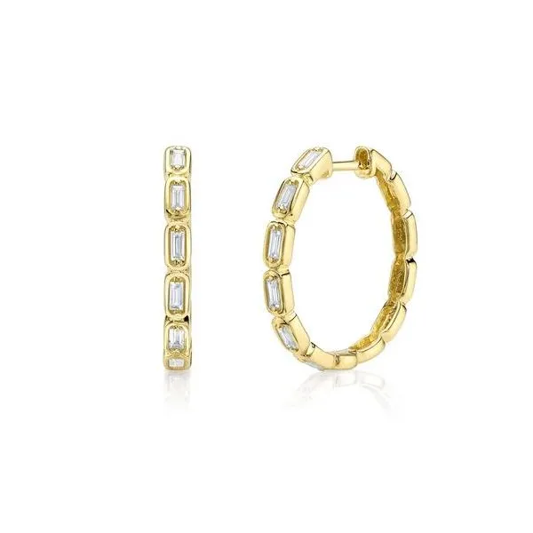 Shy Creation Yellow Gold Diamond Hoop Earrings SVS Fine Jewelry Oceanside, NY