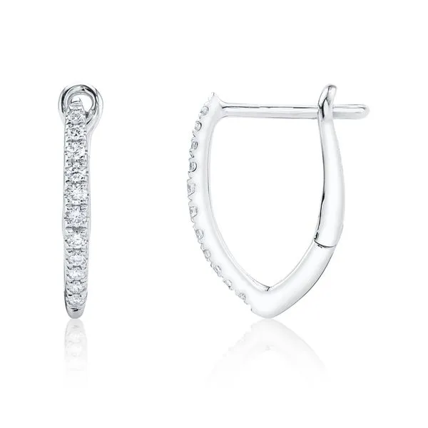 Shy Creation White Gold Diamond Hoop Earrings Image 3 SVS Fine Jewelry Oceanside, NY