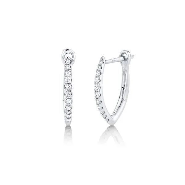 Shy Creation White Gold Diamond Hoop Earrings SVS Fine Jewelry Oceanside, NY