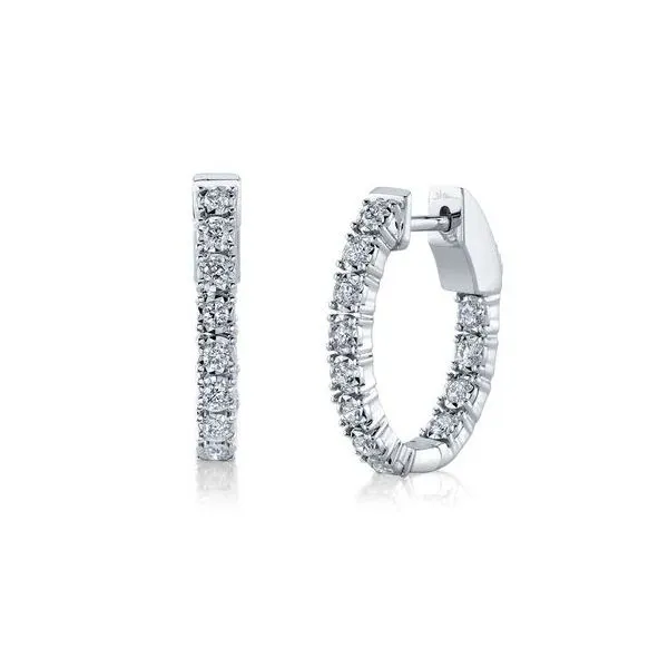 Shy Creation White Gold Diamond Oval Hoop Earrings SVS Fine Jewelry Oceanside, NY