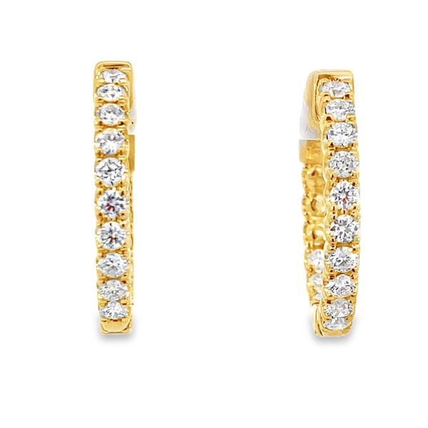 Yellow Gold Diamond Inside Out Hoops, 1Cttw Image 3 SVS Fine Jewelry Oceanside, NY