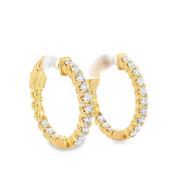 Yellow Gold Diamond Inside Out Hoops, 1Cttw Image 4 SVS Fine Jewelry Oceanside, NY