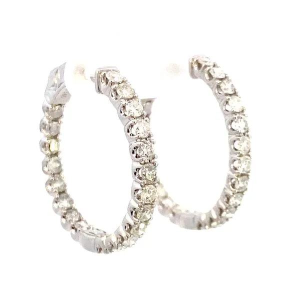 White Gold Diamond Inside Out Hoops, 2Cttw Image 4 SVS Fine Jewelry Oceanside, NY