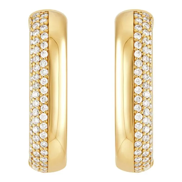 Yellow Gold & Diamond Polished Hoop Earrings SVS Fine Jewelry Oceanside, NY