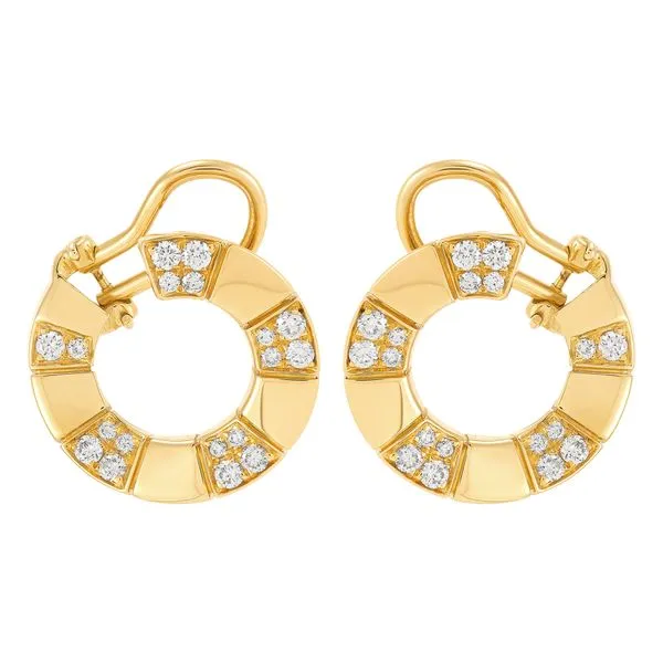 Yellow Gold & Diamond 3/4 Hoop Earrings SVS Fine Jewelry Oceanside, NY