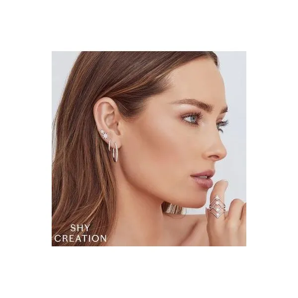 Shy Creation White Gold Diamond Earrings Image 2 SVS Fine Jewelry Oceanside, NY