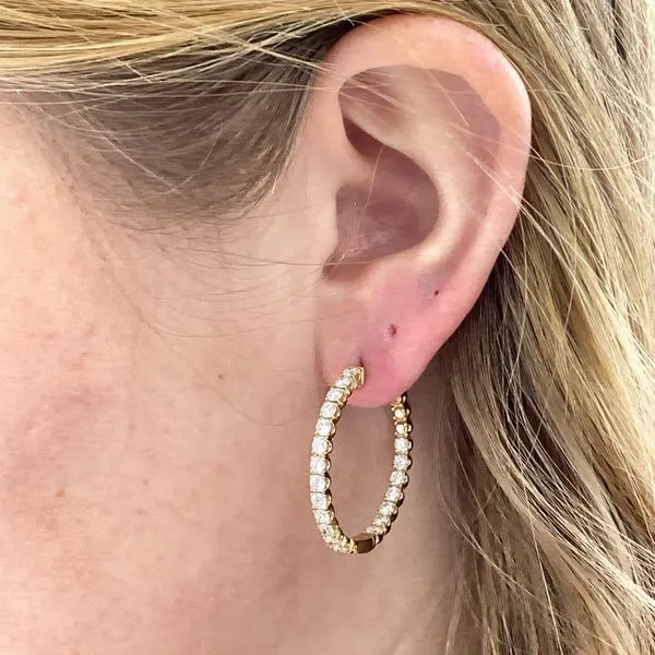 Yellow Gold Diamond Hoops, 3Cttw Image 2 SVS Fine Jewelry Oceanside, NY