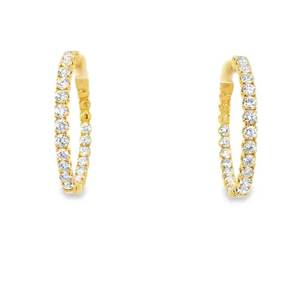 Yellow Gold Diamond Hoops, 3Cttw Image 4 SVS Fine Jewelry Oceanside, NY
