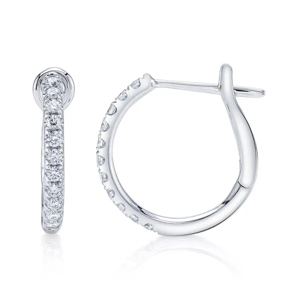 Shy Creation 14K White Gold Diamond Hoop Earrings, 0.26cttw Image 3 SVS Fine Jewelry Oceanside, NY