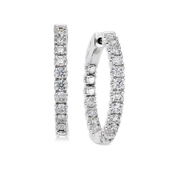 White Gold Diamond Inside Out Hoops, 1Cttw SVS Fine Jewelry Oceanside, NY