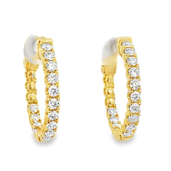 Yellow Gold Diamond Inside Out Hoops, 1Cttw Image 3 SVS Fine Jewelry Oceanside, NY