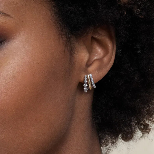 Gabriel & Co. Contemporary White & Yellow Gold Earrings Image 4 SVS Fine Jewelry Oceanside, NY