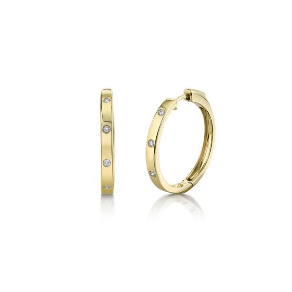 Shy Creation Yellow Gold Diamond Hoop Earrings SVS Fine Jewelry Oceanside, NY