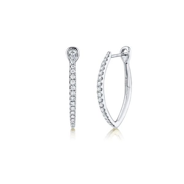 Shy Creation White Gold Diamond Hoop Earrings SVS Fine Jewelry Oceanside, NY