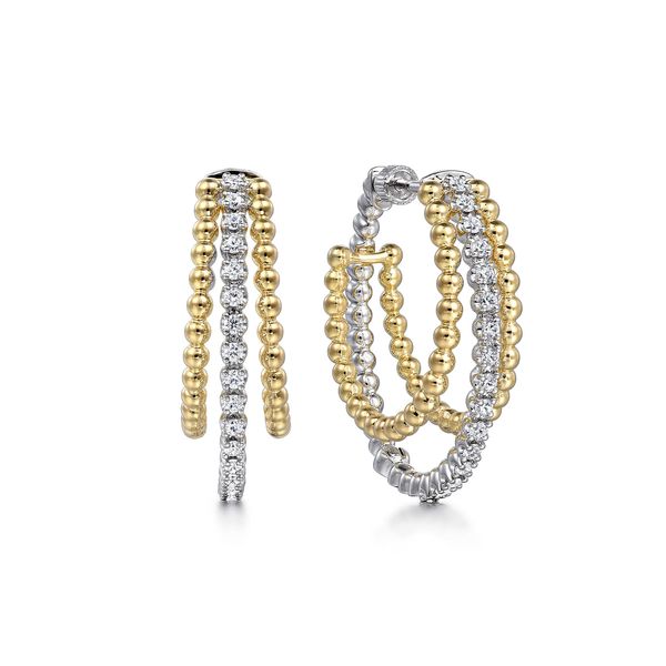 Gabriel & Co. Bujukan White & Yellow Gold Diamond Earrings SVS Fine Jewelry Oceanside, NY