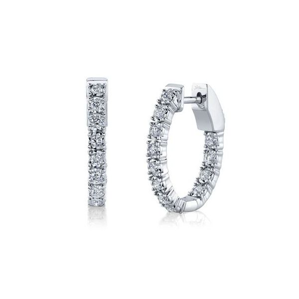 Shy Creation 14K White Gold Diamond Oval Hoop Earrings, 0.47cttw SVS Fine Jewelry Oceanside, NY