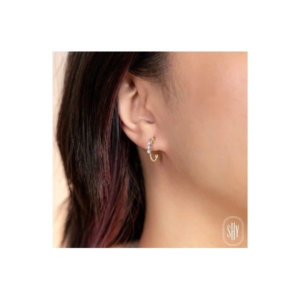 Shy Creation Yellow & White Gold Diamond Earrings Image 2 SVS Fine Jewelry Oceanside, NY
