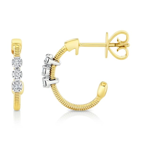 Shy Creation Yellow & White Gold Diamond Earrings Image 3 SVS Fine Jewelry Oceanside, NY