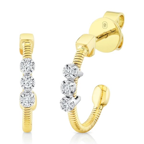 Shy Creation Yellow & White Gold Diamond Earrings SVS Fine Jewelry Oceanside, NY